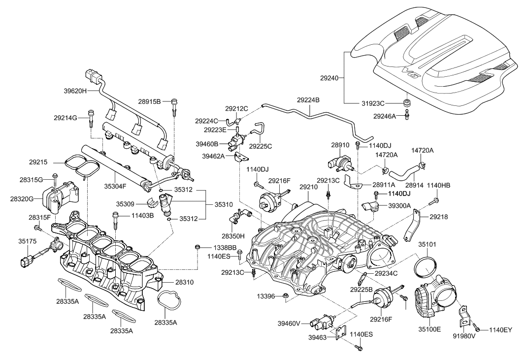 Hyundai 28352-2G000 Hose-Vacuum