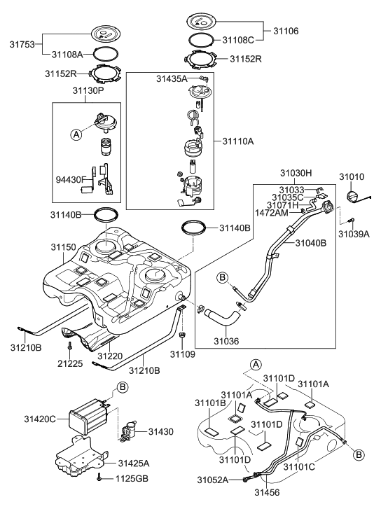 Hyundai 31040-0W050 Neck Assembly-Fuel Filler