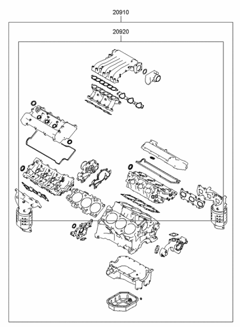 2006 Hyundai Santa Fe Engine Gasket Kit Diagram