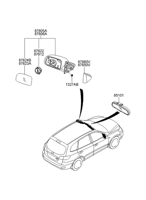 2006 Hyundai Santa Fe Mirror & Holder Assembly-Outside Rear Vi Diagram for 87611-2B300