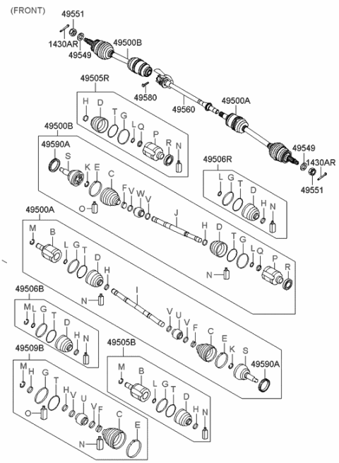 2006 Hyundai Santa Fe Drive Shaft-Front Diagram 1