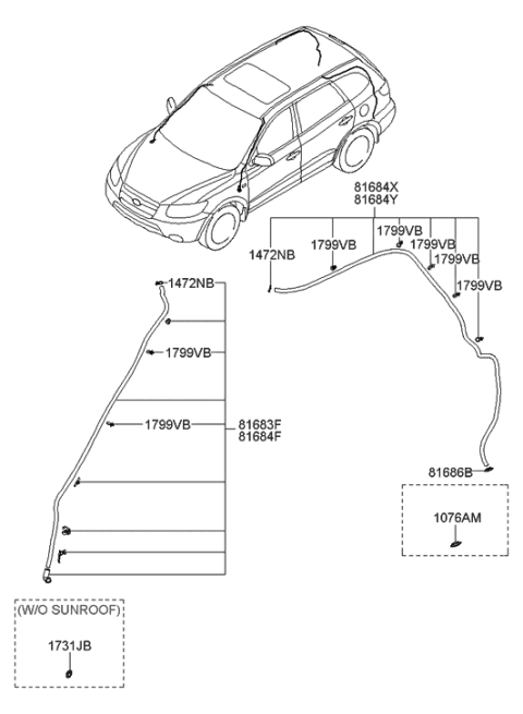 2006 Hyundai Santa Fe New Body Style - Produced Before SEP.10.2006 (Korean) Sunroof Diagram 2
