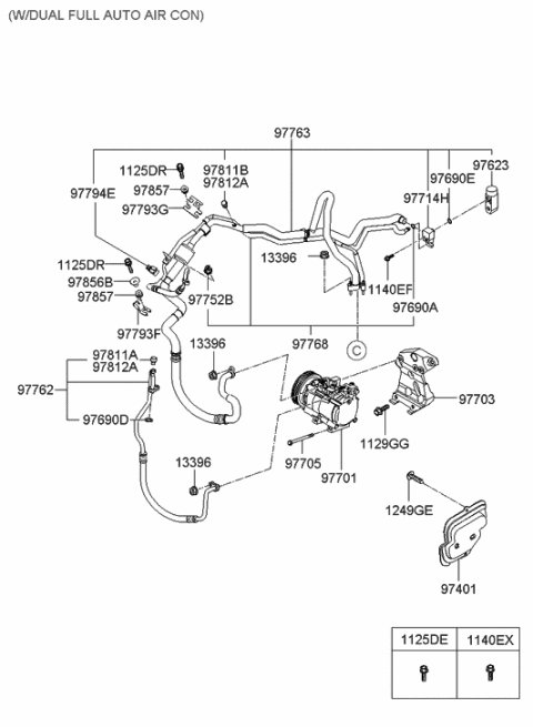 2006 Hyundai Santa Fe Reman A/C Compressor Diagram for 97701-2B201-RM