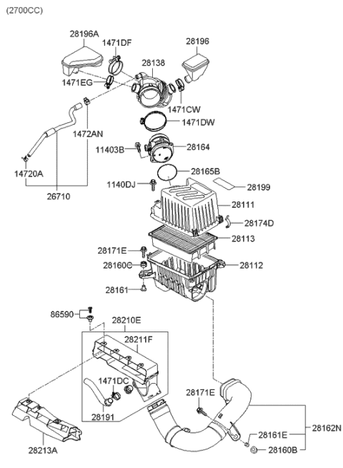 2006 Hyundai Santa Fe Duct-Air "A" Diagram for 28211-2B000