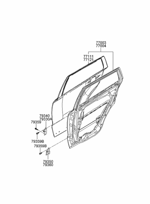 2006 Hyundai Santa Fe Panel-Rear Door Outer,LH Diagram for 77111-2B030