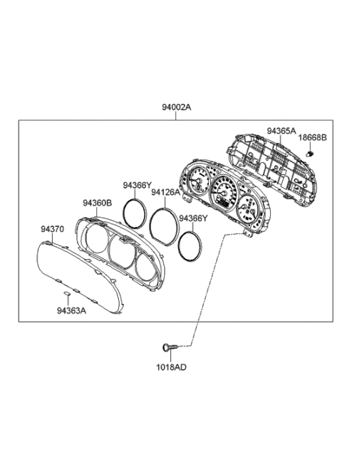 2021 Hyundai Sonata Cluster Assembly-Instrument(Mph) Diagram for 94001-2B240