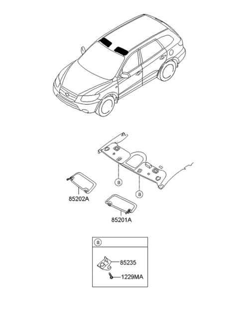 2006 Hyundai Santa Fe New Body Style - Produced Before SEP.10.2006 (Korean) Sunvisor & Head Lining Diagram 2