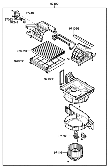 2006 Hyundai Santa Fe New Body Style - Produced Before SEP.10.2006 (Korean) Heater System-Heater & Blower Diagram 2