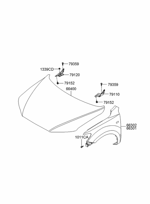 2006 Hyundai Santa Fe Fender & Hood Panel Diagram