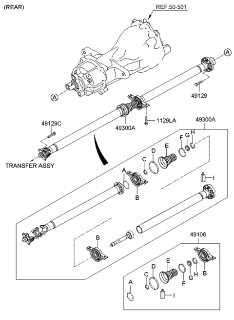 2006 Hyundai Santa Fe New Body Style - Produced Before SEP.10.2006 (Korean) Drive Shaft-Front Diagram 3