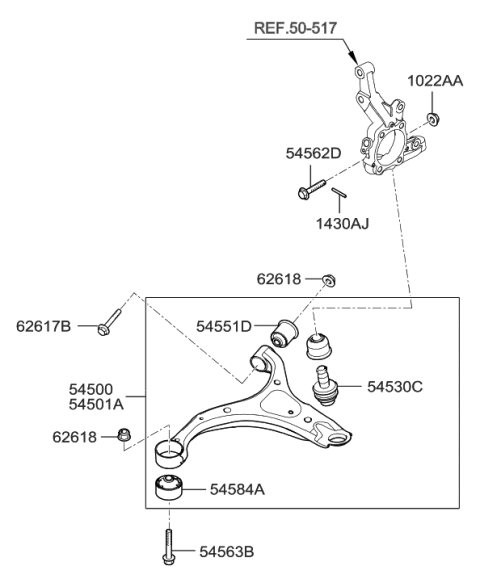 2006 Hyundai Santa Fe Front Suspension Lower Arm Diagram