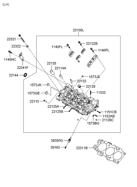 2006 Hyundai Santa Fe New Body Style - Produced Before SEP.10.2006 (Korean) Cylinder Head & Cover Diagram 2