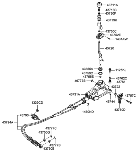 2006 Hyundai Santa Fe Shift Lever Control (MTM) Diagram
