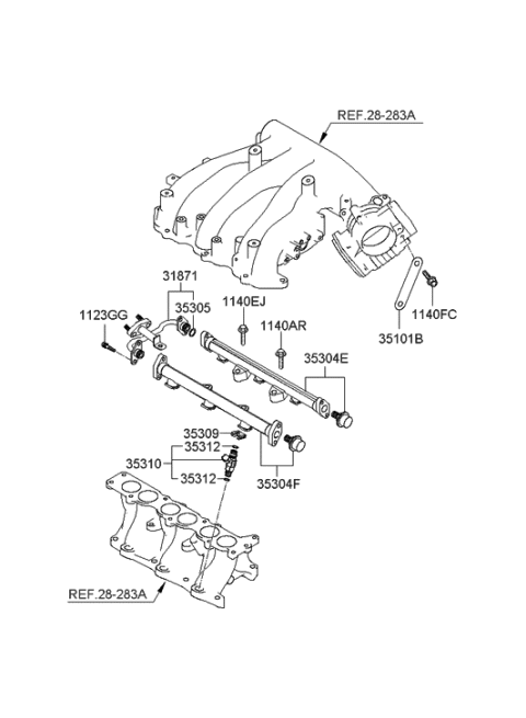 2006 Hyundai Santa Fe Throttle Body & Injector Diagram