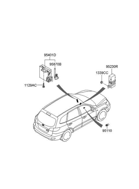 2021 Hyundai Sonata Brake Control Module And Receiver Unit Assembly Diagram for 95400-0W210