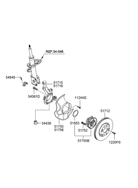 2006 Hyundai Santa Fe New Body Style - Produced Before SEP.10.2006 (Korean) Front Axle Diagram 2