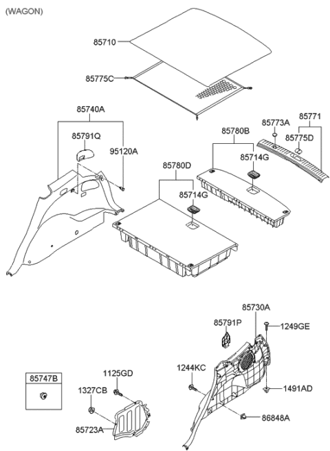 2006 Hyundai Santa Fe New Body Style - Produced Before SEP.10.2006 (Korean) Luggage Compartment Diagram 2