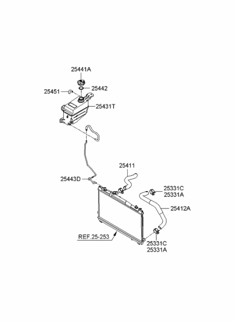 2006 Hyundai Santa Fe Radiator Hose & Reservoir Tank Diagram 2