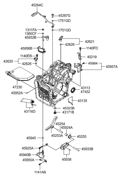 2006 Hyundai Santa Fe New Body Style - Produced Before SEP.10.2006 (Korean) Auto Transmission Case Diagram 2
