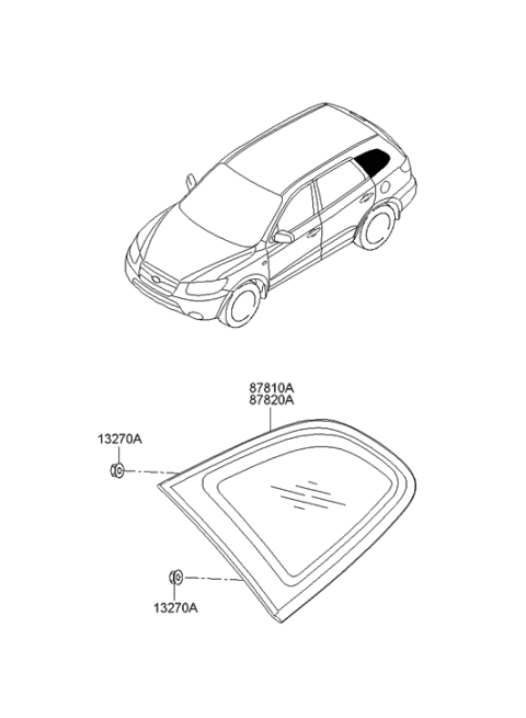 Glass & MOULDING Assembly-Quarter Diagram for 87820-2B040