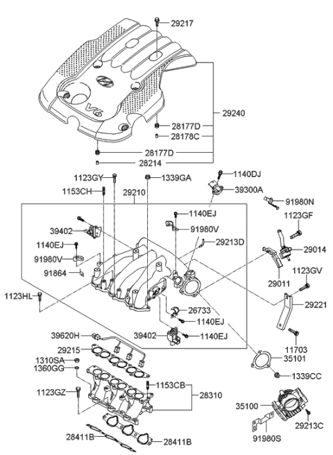 2006 Hyundai Santa Fe Intake Manifold Diagram