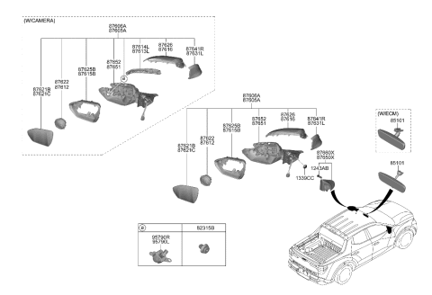 2022 Hyundai Santa Cruz Mirror-Outside Rear View Diagram