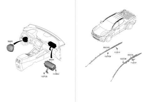 2023 Hyundai Sonata Hybrid CURTAIN AIR BAG MODULE,LH Diagram for 80410-K5000