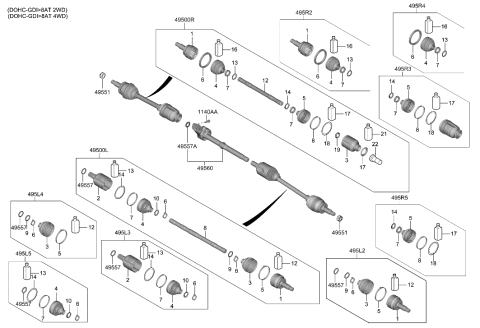 2022 Hyundai Santa Cruz Drive Shaft (Front) Diagram 1