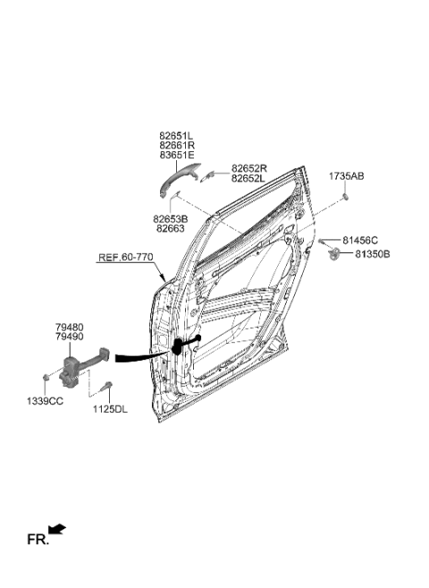 2023 Hyundai Santa Cruz HANDLE-REAR DOOR OUTSIDE,LH Diagram for 83651-K5000-CA