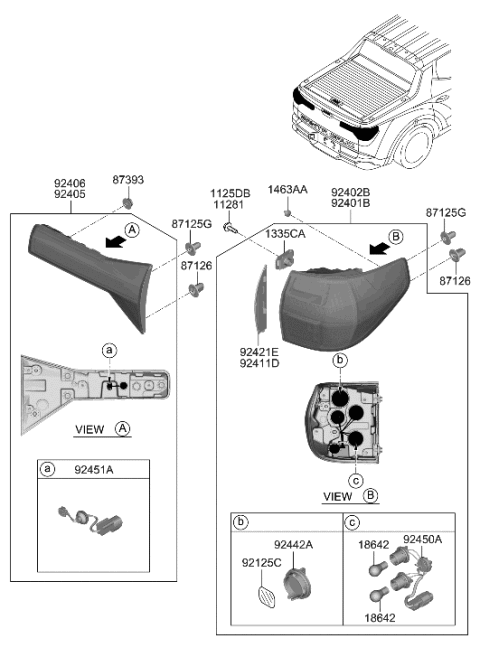 2022 Hyundai Sonata Hybrid LAMP ASSY-REAR COMB INSIDE,RH Diagram for 92404-K5000