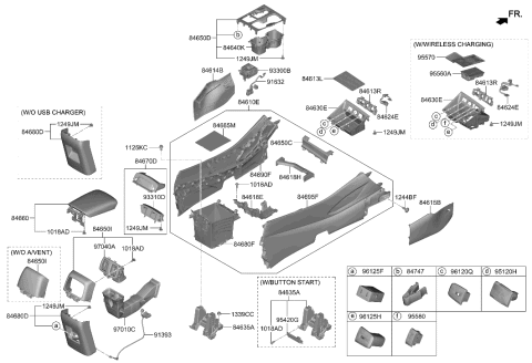 2022 Hyundai Sonata Hybrid Switch Assembly-Console Diagram for 93320-CW030-NNB