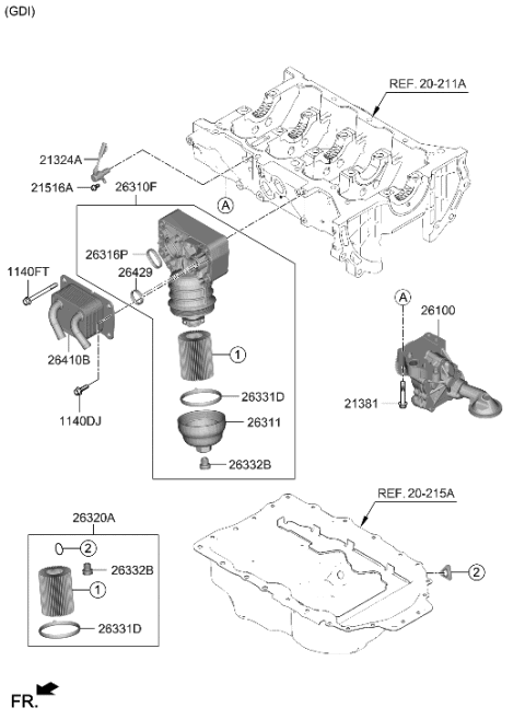 2022 Hyundai Santa Cruz Oil Pressure Control Valve Diagram for 21370-2S100
