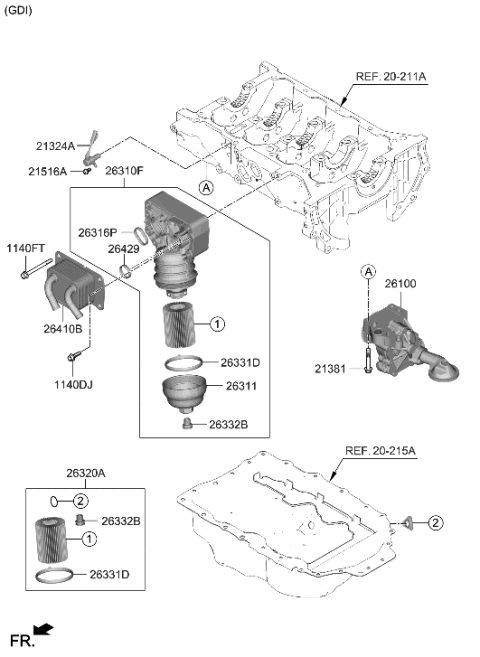 2022 Hyundai Sonata Hybrid Filter Assembly-Oil Diagram for 26310-2S001