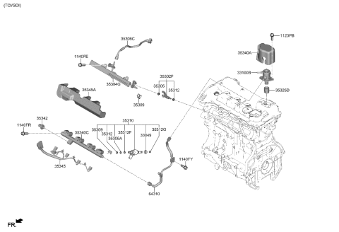 2023 Hyundai Santa Cruz Throttle Body & Injector Diagram 1