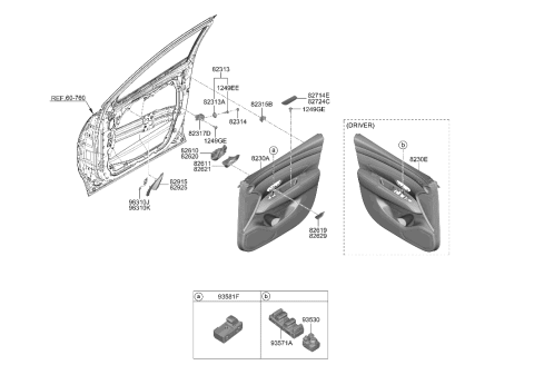 2023 Hyundai Santa Cruz PANEL ASSY-FRONT DOOR TRIM,LH Diagram for 82305-CW040-YRF