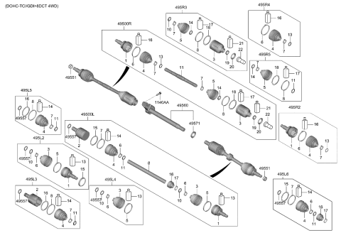 2022 Hyundai Sonata Hybrid BOOT KIT-DIFF SIDE,LH Diagram for 495L5-P2000