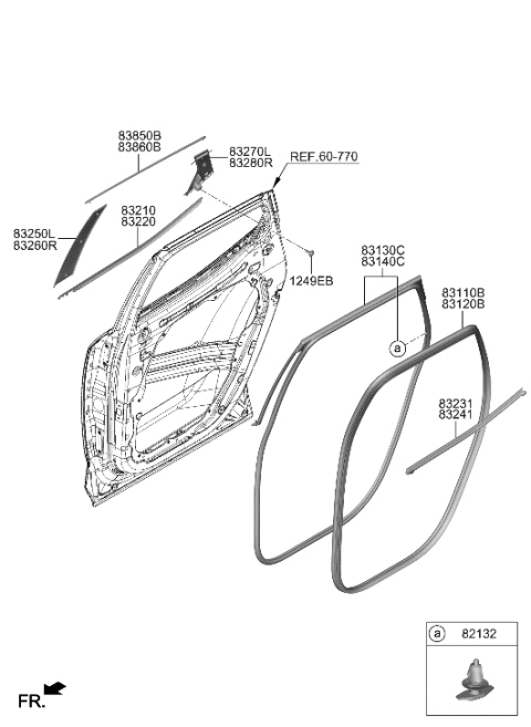 2023 Hyundai Sonata Hybrid GARNISH Assembly-RR Dr FR Frame,LH Diagram for 83250-CW000