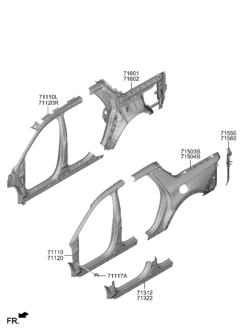 2023 Hyundai Santa Cruz REINF ASSY-SIDE COMPLETE,LH Diagram for 71110-K5070