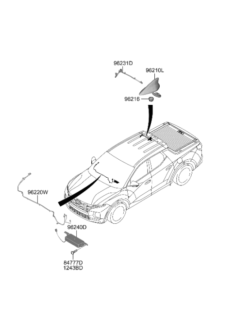 2022 Hyundai Sonata Hybrid Antenna Assembly-Combination Diagram for 96210-CW000-EB