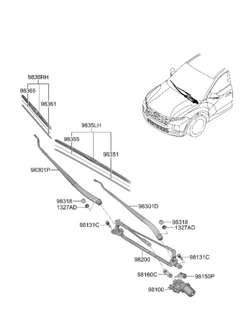 2022 Hyundai Santa Cruz Windshield Wiper Diagram