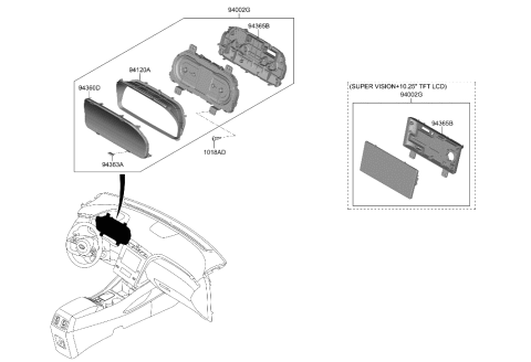 2023 Hyundai Sonata Hybrid CLUSTER ASSY-INSTRUMENT Diagram for 94003-K5000