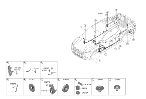 2023 Hyundai Santa Cruz WIRING ASSY-FLOOR Diagram for 91501-K5221