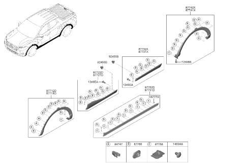 2022 Hyundai Santa Cruz MOULDING ASSY-SIDE SILL,RH Diagram for 87752-K5000-CA