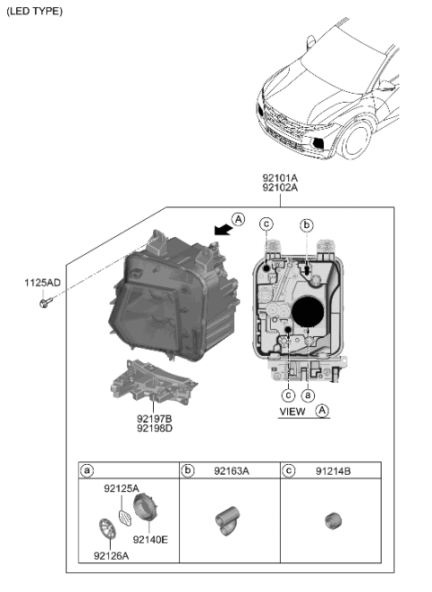 2022 Hyundai Santa Cruz Head Lamp Diagram 1