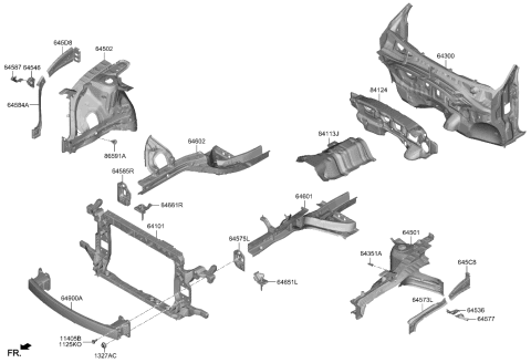 2022 Hyundai Santa Cruz MEMBER ASSY-FRONT SIDE,RH Diagram for 64602-K5000