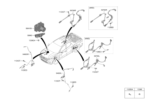 2022 Hyundai Santa Cruz WIRING-E.P.B CONN EXTN,LH Diagram for 59795-K5100