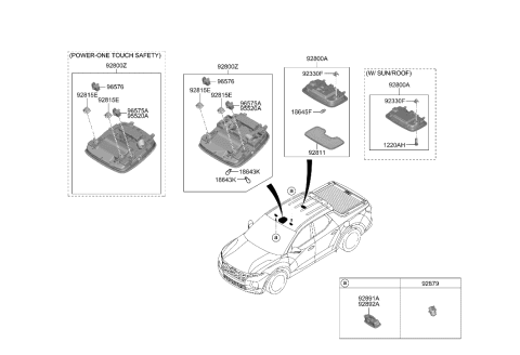 2022 Hyundai Santa Cruz LAMP ASSY-OVERHEAD CONSOLE Diagram for 92810-N9460-NNB