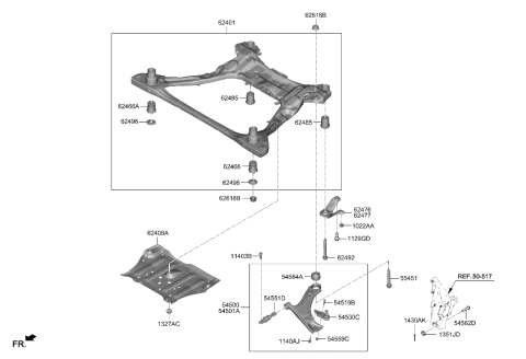 2022 Hyundai Sonata Hybrid CROSSMEMBER COMPL Diagram for 62405-R5000