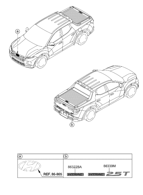 2022 Hyundai Santa Cruz EMBLEM-HTRAC Diagram for 86316-K5000