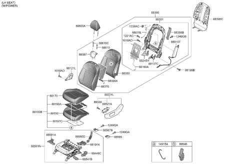 2023 Hyundai Sonata Hybrid BACK ASSY-FR SEAT,LH Diagram for 88300-CW010-WDB